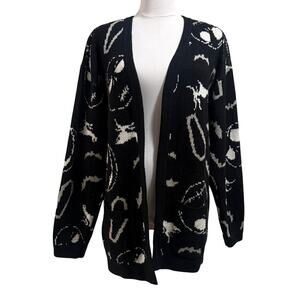 Disney Nightmare Before Christmas Jack Skellington Cardigan Sweater S/M Grunge